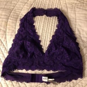 FREE PEOPLE Purple Lace Halter Bralette Size M